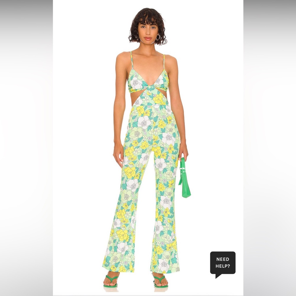 More to Come - Sandy Flared Jumpsuit Revolve in Green Floral